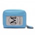 LP6680 - Miss Lulu Leather Look Double Zipped Coin Purse Sky  Blue